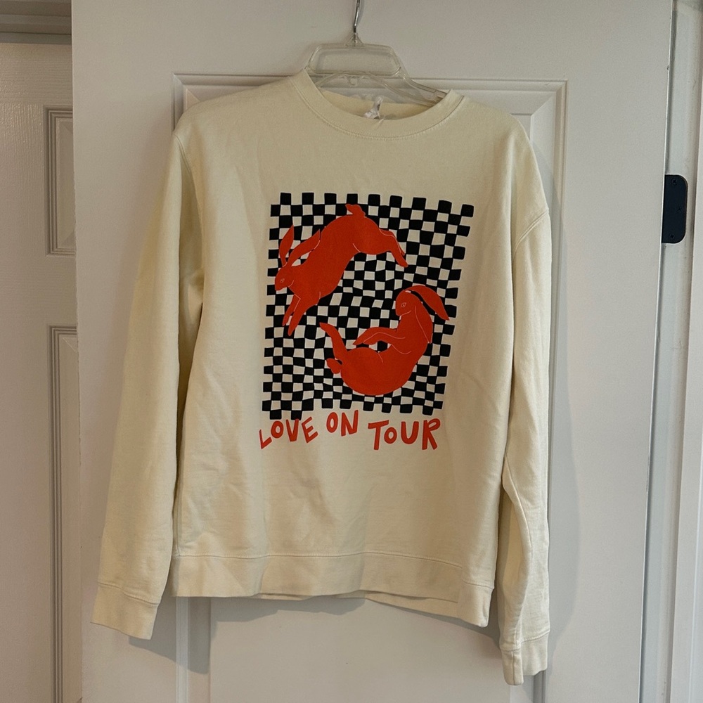Love On Tour Cream Sweatshirt with Red Graphic